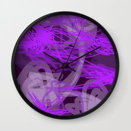 Purple Jagged Abstract Wall Clock | Street Art, Digital, Pop Art, Painting, Pink, Fuschia, Lightpink, Pattern, Violet, Acrylic 