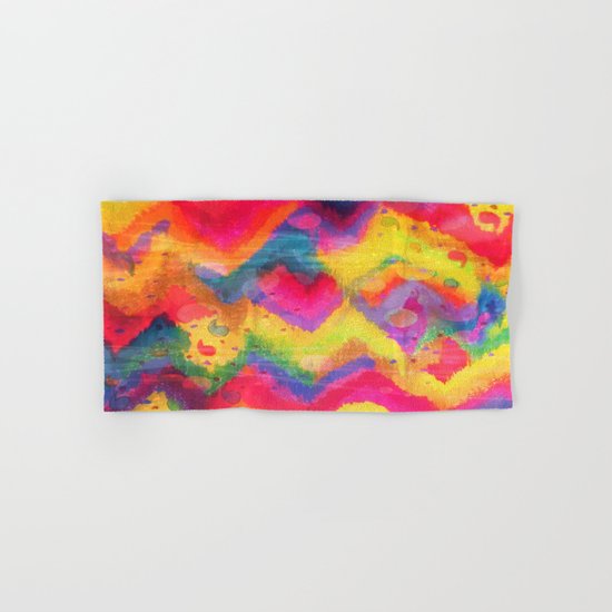 BOLD QUOTATION in NEONS 2 - Intense Rainbow Abstract Watercolor Art Painting Dream Pink Ikat Pattern Hand & Bath Towel