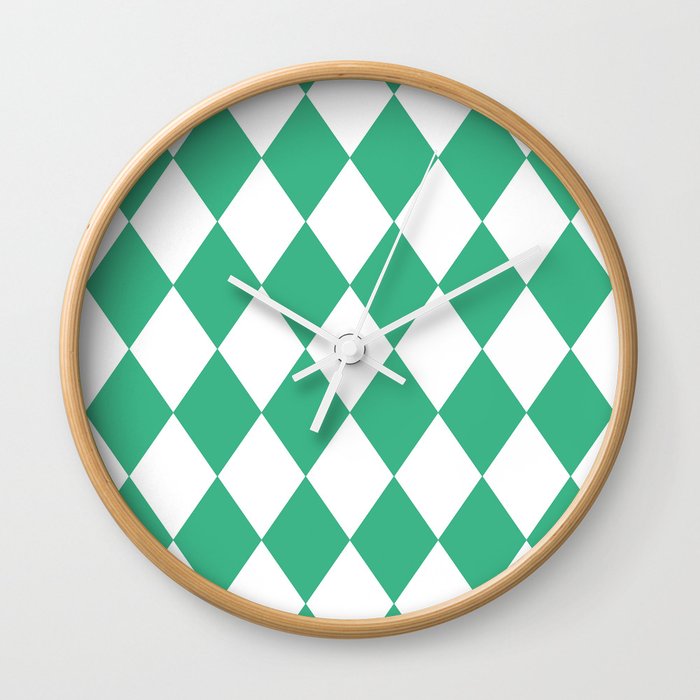 Rhombus (Mint/White) Wall Clock