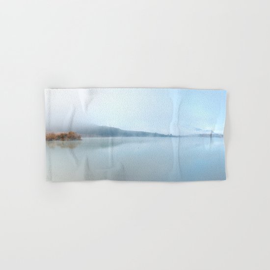 "Wild sunrise". Foggy lake Hand & Bath Towel