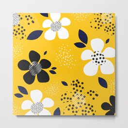 yellow flower pattern 8 Metal Print | Ghost, Tiger, Retro, 70S, Howdy, Abstract, Canvasprints, Cat, Mushroom, Beachmatisse 