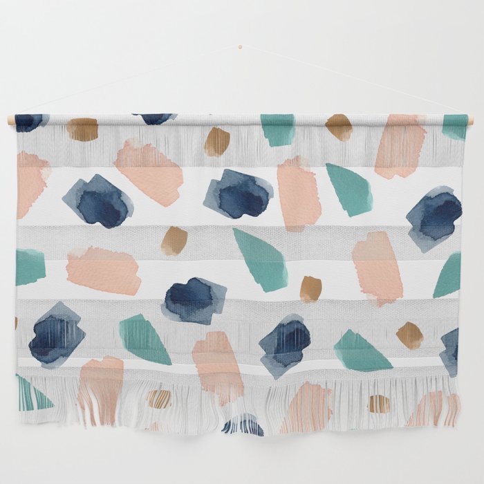 Terrazzo (turquoise, navy, pink & gold) Wall Hanging