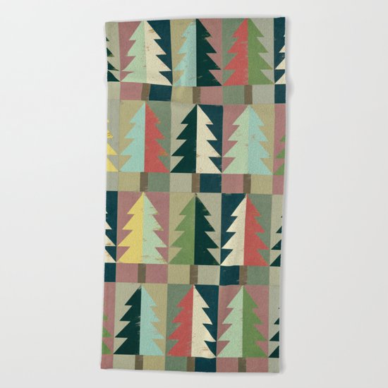 Christmas Trees Beach Towel