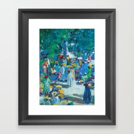 African American Masterpiece, Sudan, African Marketplace portrait painting by Jacques Majorelle Framed Art Print