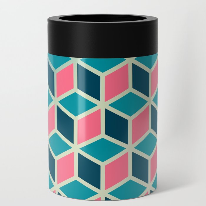 Blue and Pink Isometric Cubes Can Cooler