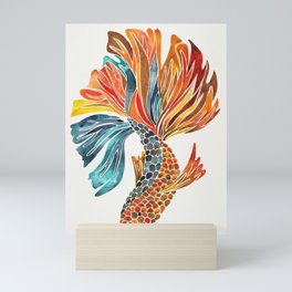 Siamese Fighting Fish – Orange & Blue Mini Art Print