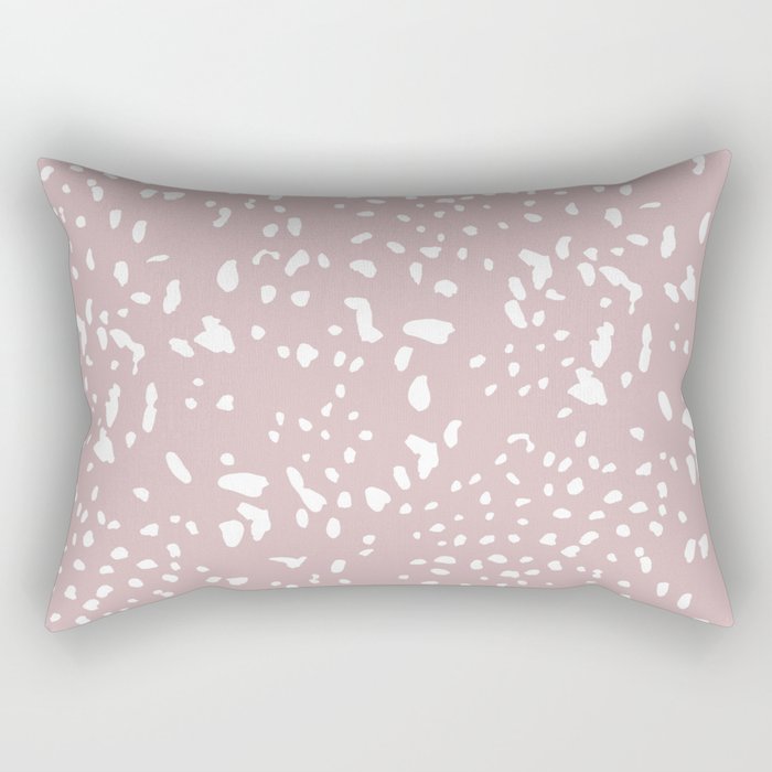 Wild spots cheetah dots boho animal print design white spots on soft pink blush Rectangular Pillow