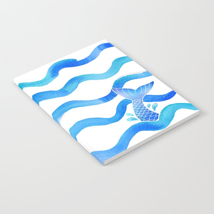 blue flowy watercolor waves Notebook