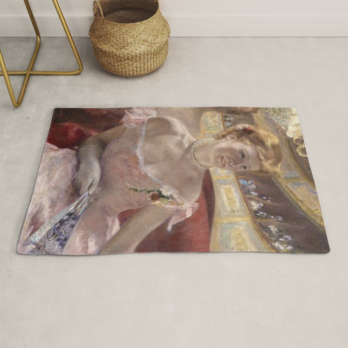 Mary Cassatt Woman with a Pearl Necklace in a Loge (Dans la Loge) Rug