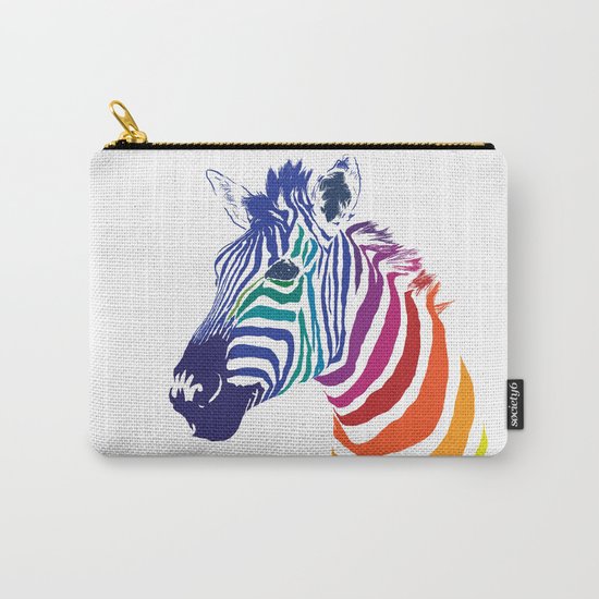 Rainbow Zebra Colorful Animals Whimsical Art Carry-All Pouch