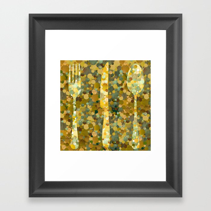 All That Glitters - Gold Flatware Kitchen Art Framed Art Print