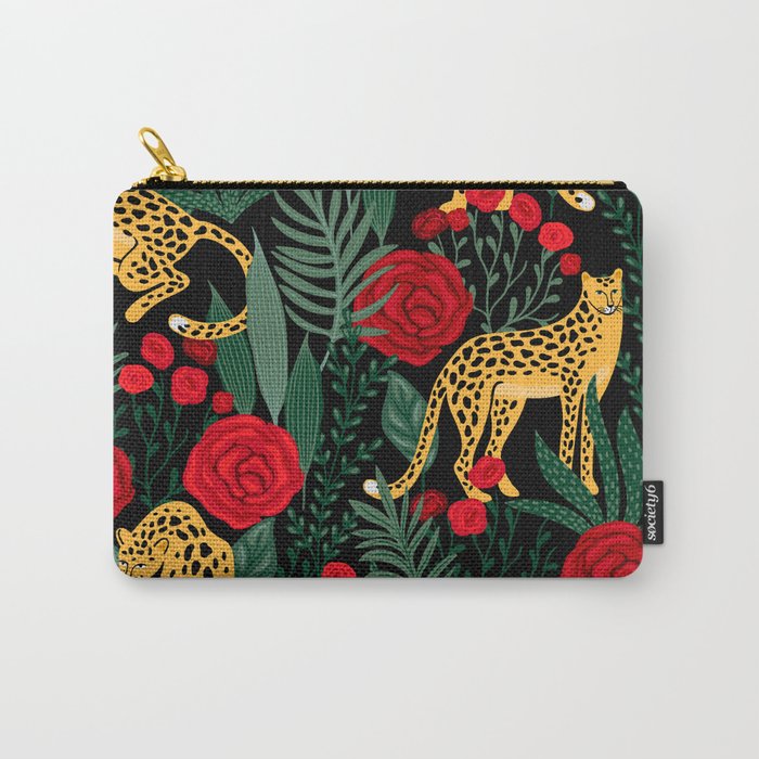 Leopards & Roses Pattern Carry-All Pouch