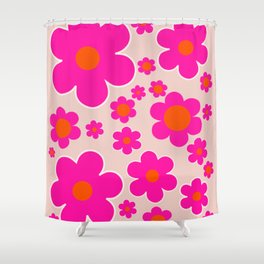 Flower Market Print Retro Flower Florence Flower Market Abstract Floral Art Pink Flowers Botanical Shower Curtain