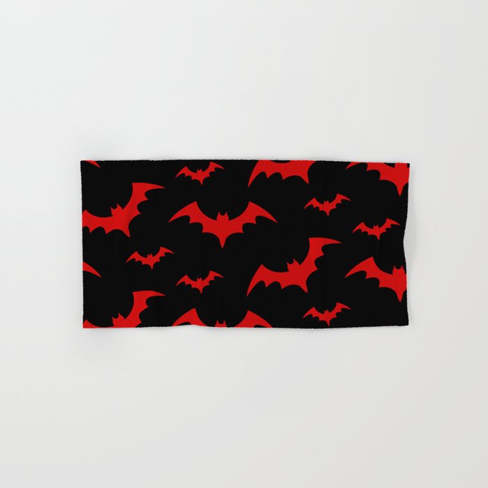 Halloween Bats Black & Red Hand & Bath Towel