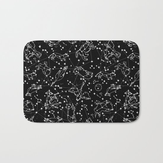 Constellations animal constellations stars outer space night sky pattern by andrea lauren black Bath Mat
