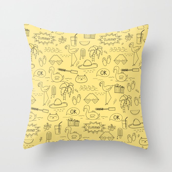Summer Abstract - Yellow Throw Pillow