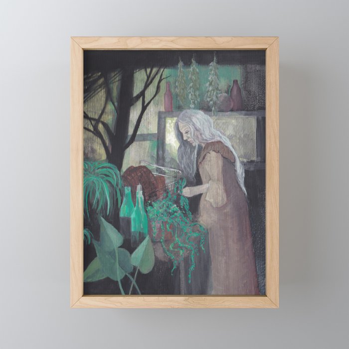 green witch Framed Mini Art Print