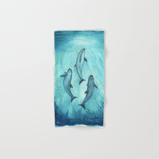 "Song of the Vaquita" by Amber Marine ~ Watercolor Painting, (c) 2015 Hand & Bath Towel