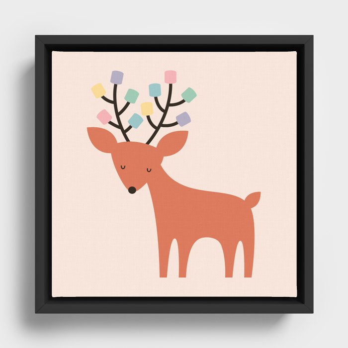 Deer Marshmallow Framed Canvas