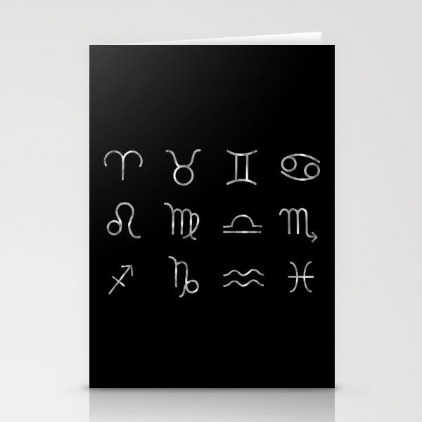 Zodiac constellations symbols in silver Stationery Cards