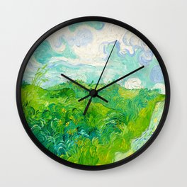 Vincent van Gogh (Dutch, 1853-1890) - Title: Green Wheat Fields, Auvers - Date: 1890 - Style: Post-Impressionism - Genre: Landscape art - Media: Oil on canvas - Digitally Enhanced Version (2000 dpi) - Wall Clock