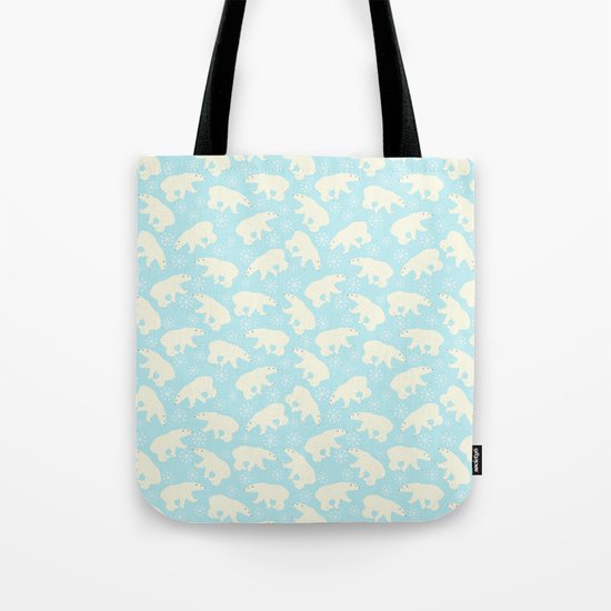 Polar bear pattern on ice aqua backround Tote Bag
