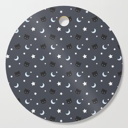 Cat Moon and stars pattern Cutting Board