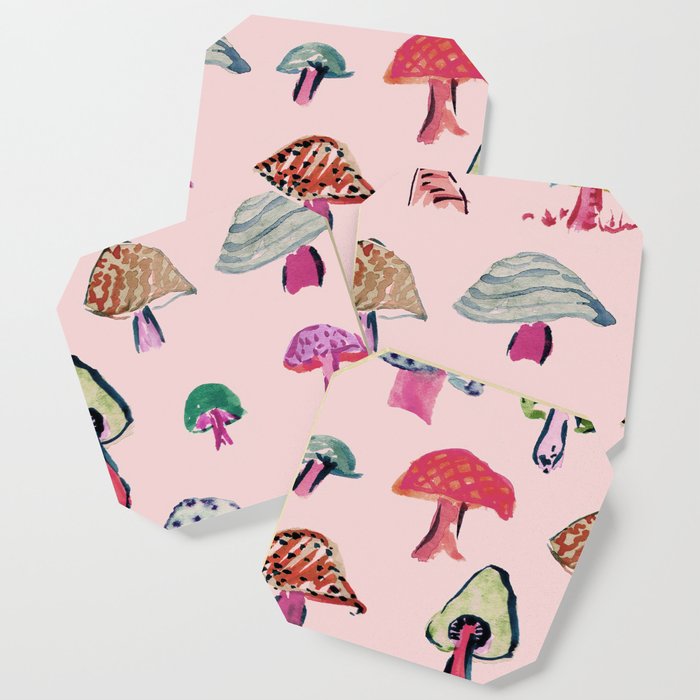 Pink Mushrooms Coaster