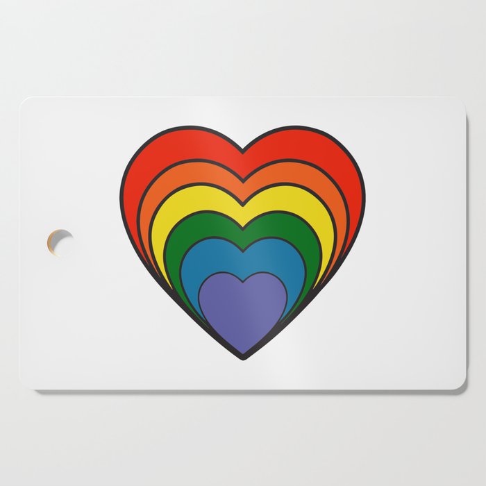 Colourful Rainbow Retro Hippy Heart Cutting Board