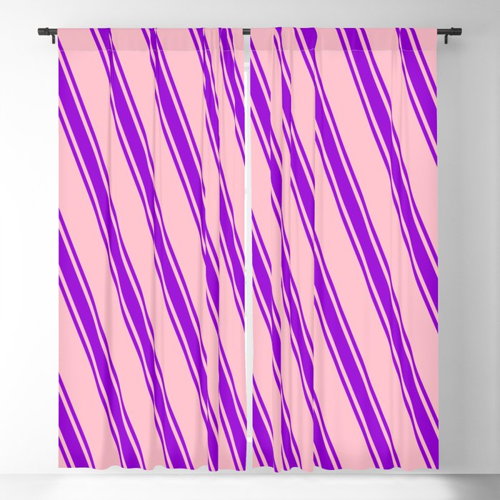 Pink and Dark Violet Colored Lines Pattern Blackout Curtain