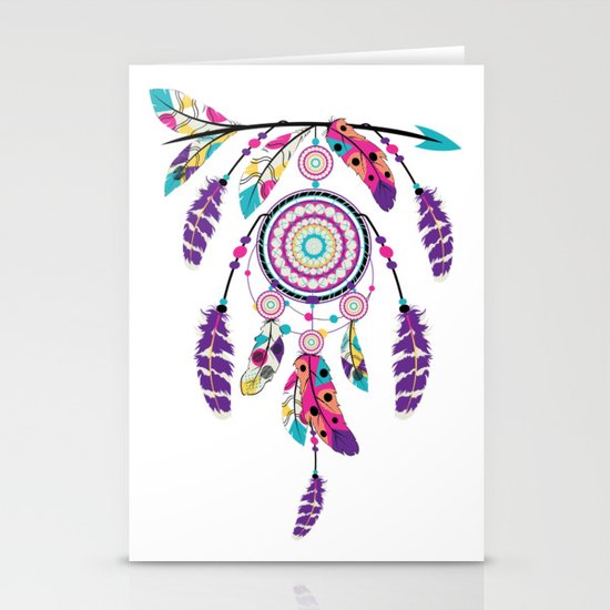 Colorful Dream Catcher On Arrow Stationery Cards By Annartshock