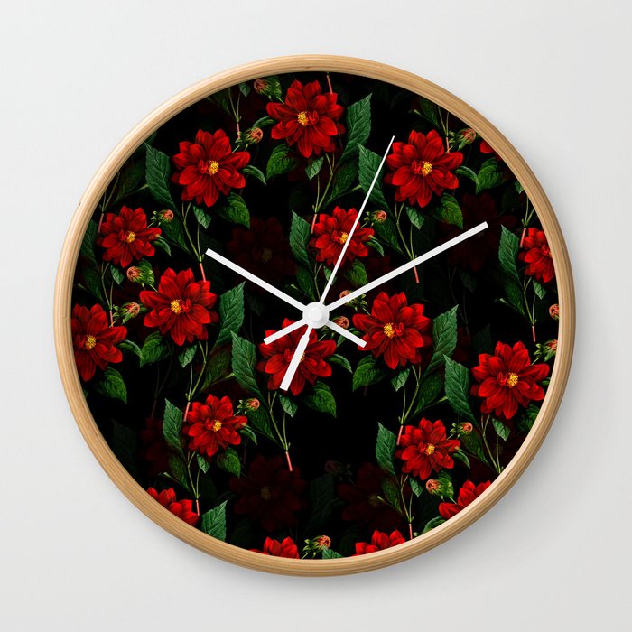 RED FLOWER. Wall Clock