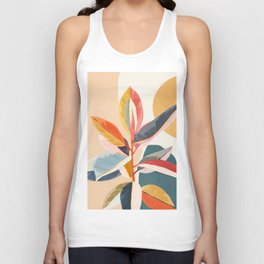 Colorful Branching Out 05 Tank Top | Ficus, Monstera, Livingroom, Nature, Color, Palm, Foliage, Abstract, Pattern, Pot 