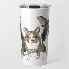 Boston Terrier Siblings: Water Color Illustration Travel Mug