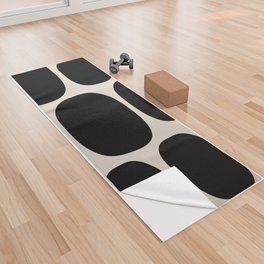 Modernist Spots 248 Black and Linen White Yoga Towel