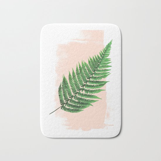 Fern Leaf on Pink Bath Mat