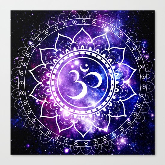 om mandala: purple blue space Canvas Print