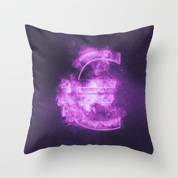 Euro sign, Euro Symbol. Monetary currency symbol. Abstract night sky background. Throw Pillow