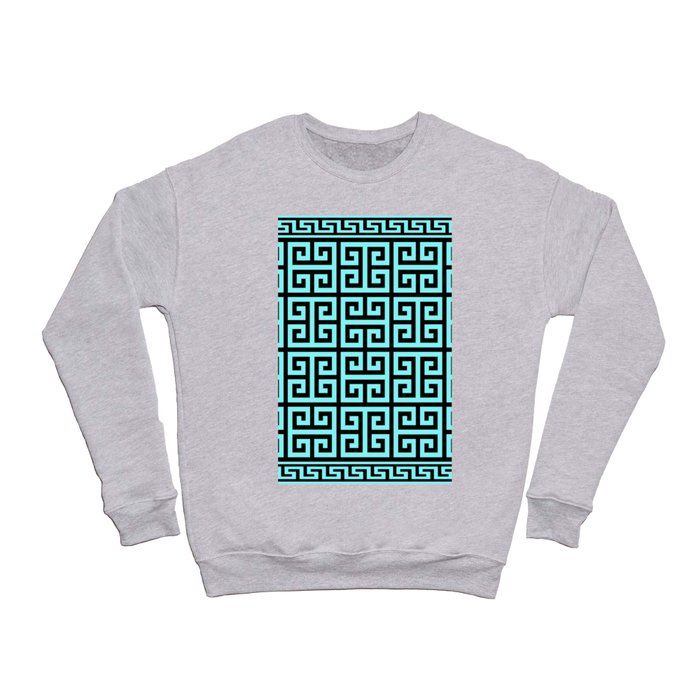 Greek Key (Black & Aqua Pattern) Crewneck Sweatshirt