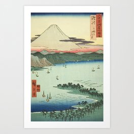 Utagawa Hiroshige - Pine Grove At Miho, Suruga Province - Vintage Japanese Woodblock Print Art, 1853. Art Print