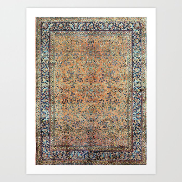 Kashan Floral Persian Carpet Print Art Print