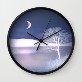 Moon night on the lake Wall Clock
