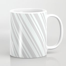 [ Thumbnail: Mint Cream and Light Gray Colored Stripes/Lines Pattern Coffee Mug ]