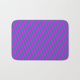[ Thumbnail: Fuchsia and Dark Cyan Colored Lines Pattern Bath Mat ]