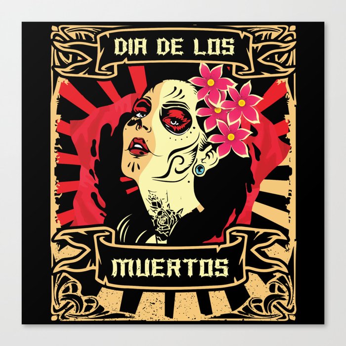 Mexican Lottery La Catrina Muertos Day Of Dead Canvas Print