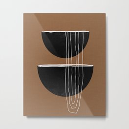 Scandinavian Geometric Line Art Terracotta Metal Print | Stillart, Pottery, Orange, Painting, Abstract, Digital, Lineart, Pattern, Solidcolor, Brown 