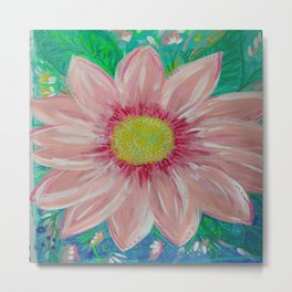 Big Pink Daisy Flower Painting Metal Print