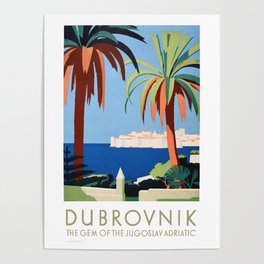 1935 DUBROVNIK Jugoslav Adriatic Travel Poster Poster