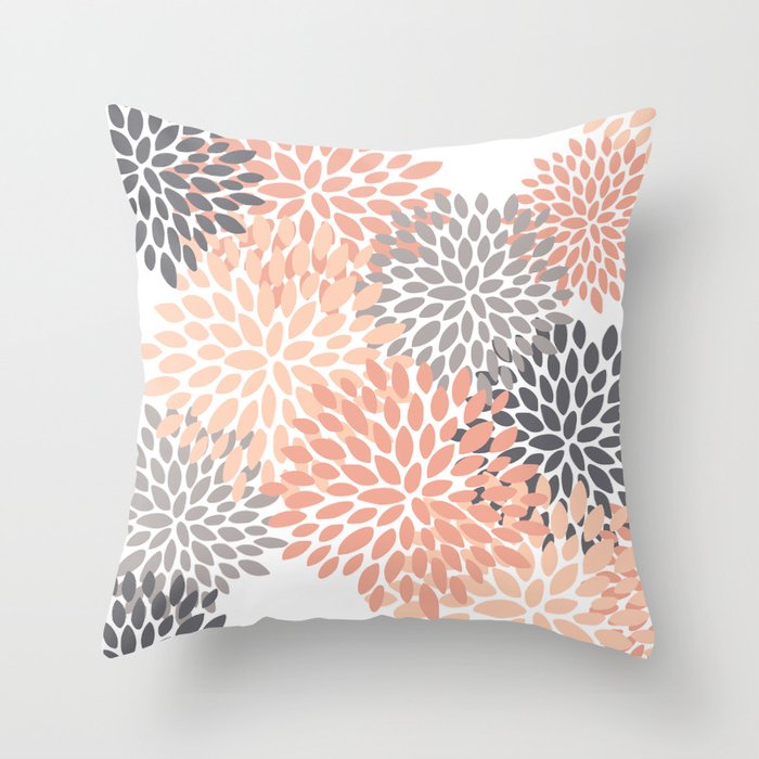 Peach and gray throw pillows online