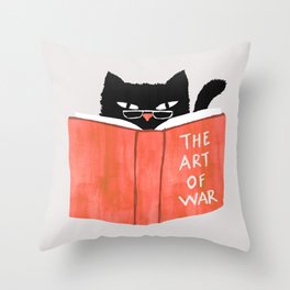 Cat reading book Throw Pillow